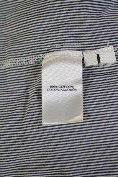 Ann Taylor Womens Back Zip Sleeveless V Neck Striped Dress Gray White Size 8