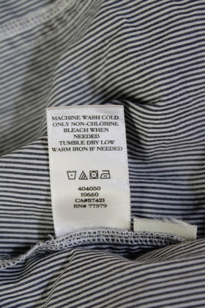 Ann Taylor Womens Back Zip Sleeveless V Neck Striped Dress Gray White Size 8