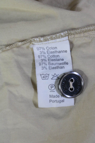 0039 Italy Womens Button Front Short Sleeve Collared Dress Beige Size Large