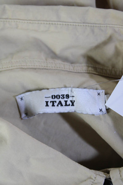 0039 Italy Womens Button Front Short Sleeve Collared Dress Beige Size Large