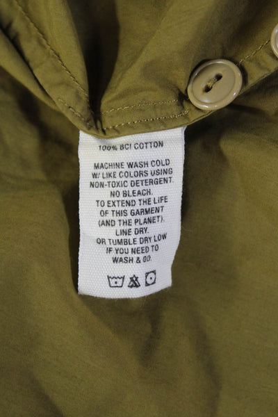 Alex Mill Womens Short Sleeve Collared Midi Shirt Dress Brown Cotton Size Small