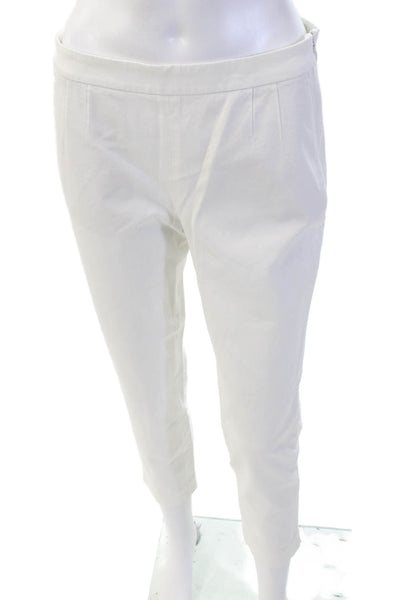 J Crew Womens Side Zip Mid Rise Martie Cropped Pants White Cotton Size 4