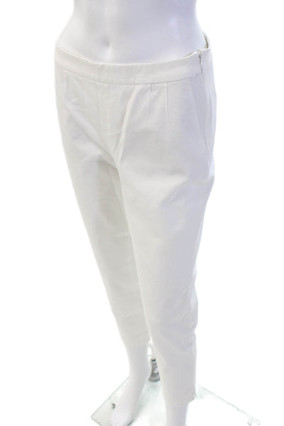J Crew Womens Side Zip Mid Rise Martie Cropped Pants White Cotton Size 4