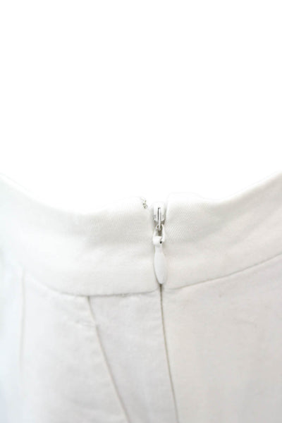 J Crew Womens Side Zip Mid Rise Martie Cropped Pants White Cotton Size 4