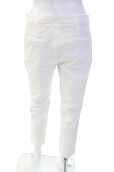 J Crew Womens Side Zip Mid Rise Martie Cropped Pants White Cotton Size 4