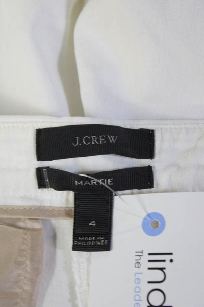 J Crew Womens Side Zip Mid Rise Martie Cropped Pants White Cotton Size 4