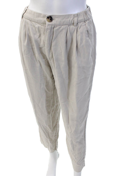 Zara Womens Zipper Fly Mid Rise Straight Leg Knit Pants Gray Size Extra Small