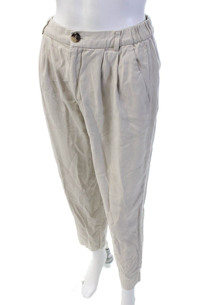 Zara Womens Zipper Fly Mid Rise Straight Leg Knit Pants Gray Size Extra Small