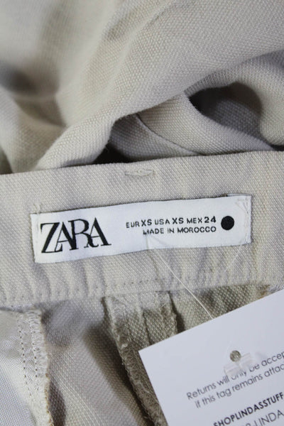 Zara Womens Zipper Fly Mid Rise Straight Leg Knit Pants Gray Size Extra Small