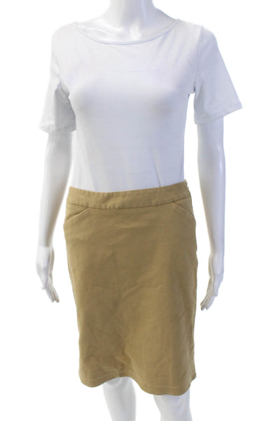 Theory Womens Side Zip Knee Length Twill Pencil Skirt Brown Cotton Size 6
