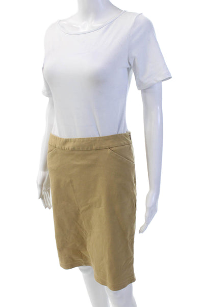 Theory Womens Side Zip Knee Length Twill Pencil Skirt Brown Cotton Size 6