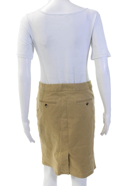 Theory Womens Side Zip Knee Length Twill Pencil Skirt Brown Cotton Size 6