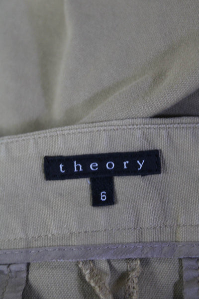 Theory Womens Side Zip Knee Length Twill Pencil Skirt Brown Cotton Size 6