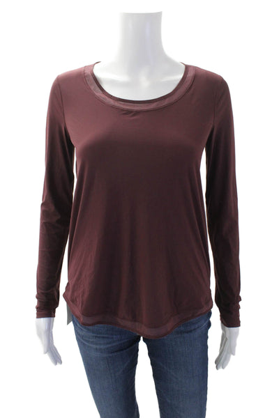 Lululemon Womens Stretch Open Back Long Sleeve Activewear Top Burgundy Size 4