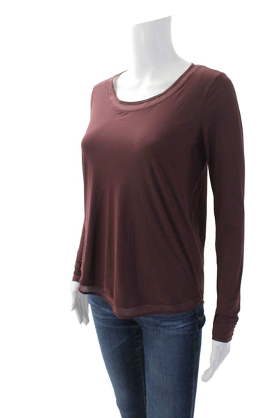 Lululemon Womens Stretch Open Back Long Sleeve Activewear Top Burgundy Size 4