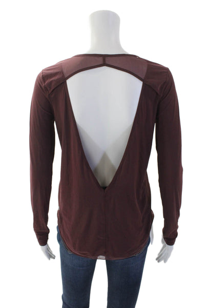 Lululemon Womens Stretch Open Back Long Sleeve Activewear Top Burgundy Size 4