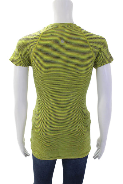 Lululemon Lululemon Womens Striped Short Sleeve Activewear Top Yellow Size 4