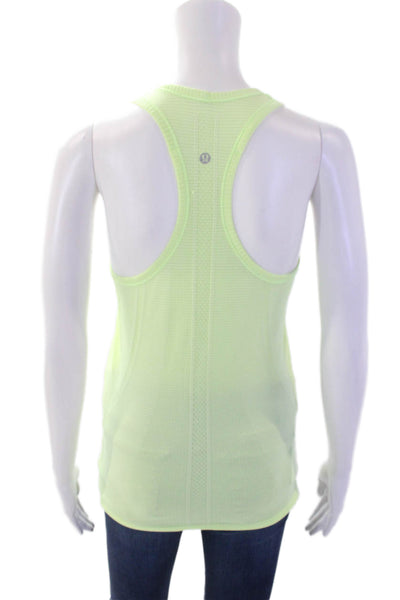 Lululemon Womens Striped Scoop Neck Activewear Tank Top Yellow Size 4