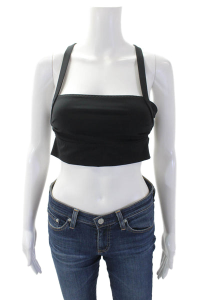 FP Movement Womens Strappy Square Neck Activewear Bra Black Size 4