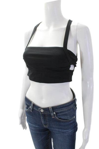 FP Movement Womens Strappy Square Neck Activewear Bra Black Size 4