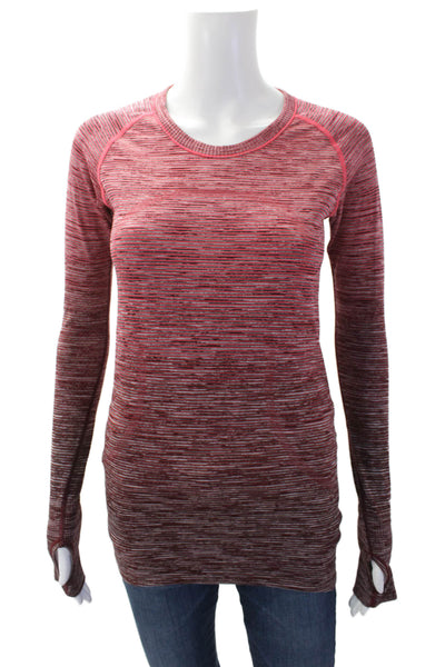Lululemon Womens Striped Long Sleeve Activewear Top Red Size 4