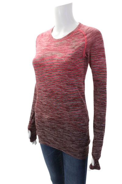 Lululemon Womens Striped Long Sleeve Activewear Top Red Size 4