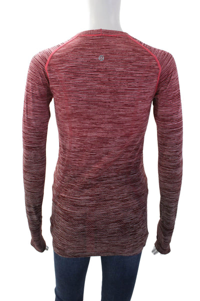 Lululemon Womens Striped Long Sleeve Activewear Top Red Size 4
