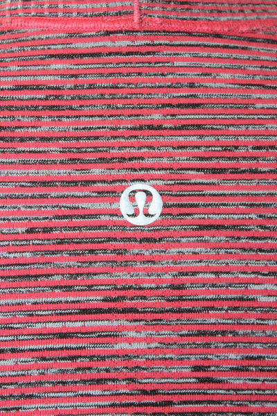 Lululemon Womens Striped Long Sleeve Activewear Top Red Size 4