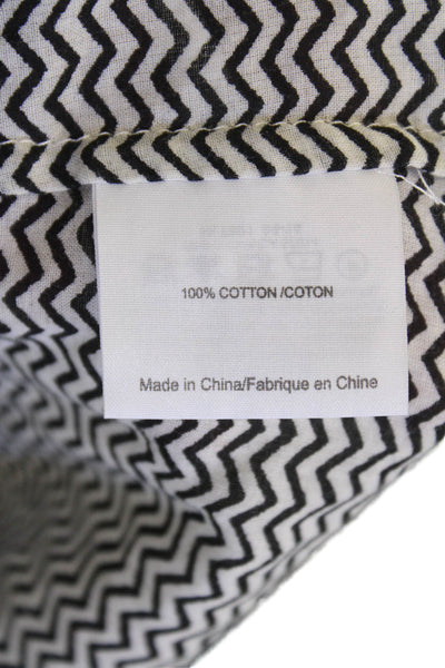Tory Burch Womens Cotton Chevron Print Button Up Blouse Top Black Size 6