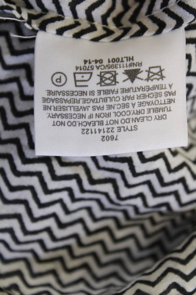 Tory Burch Womens Cotton Chevron Print Button Up Blouse Top Black Size 6
