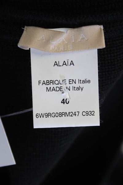 Alaia Womens Long Sleeves Sweater Dress Black Blue Wool Size EUR 40