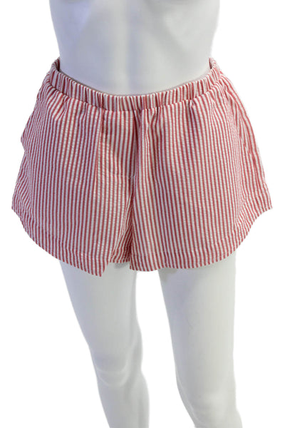 Kimberly Taylor Womens Cotton Elastic Waist Striped Casual Shorts Red Size S