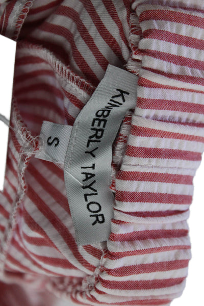 Kimberly Taylor Womens Cotton Elastic Waist Striped Casual Shorts Red Size S