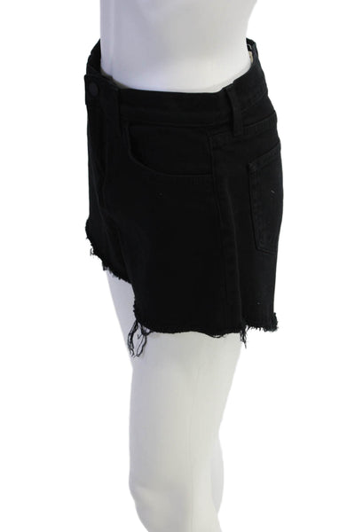 L Agence Womens Cotton Distressed Hem Casual Denim Shorts Black Size 26