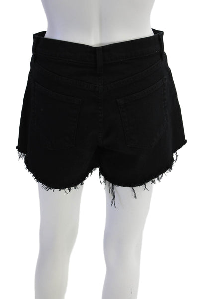 L Agence Womens Cotton Distressed Hem Casual Denim Shorts Black Size 26