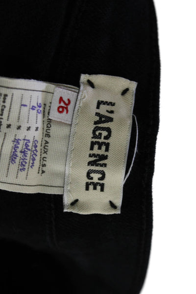 L Agence Womens Cotton Distressed Hem Casual Denim Shorts Black Size 26
