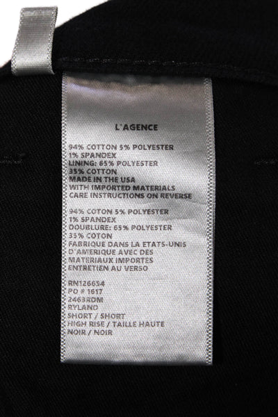 L Agence Womens Cotton Distressed Hem Casual Denim Shorts Black Size 26
