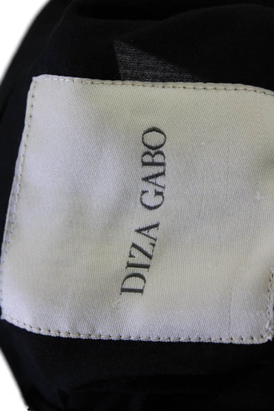 Diza Gabo Womens Collared Long Sleeve Button Front Sheer Blouse Black Size XS
