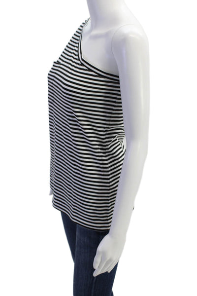 Robert Rodriguez Womens Cotton Striped Pocketed One Shoulder Top Black Size XS