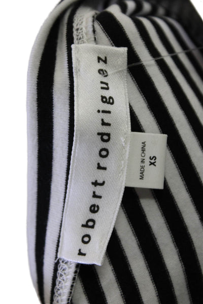 Robert Rodriguez Womens Cotton Striped Pocketed One Shoulder Top Black Size XS