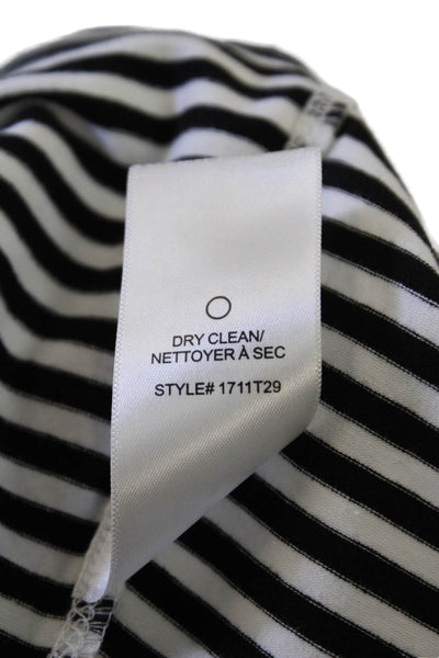 Robert Rodriguez Womens Cotton Striped Pocketed One Shoulder Top Black Size XS