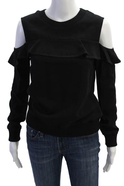 ALC Womens Crew Neck Cold Shoulder Long Sleeve Casual Top Black Size 4