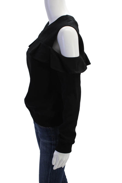 ALC Womens Crew Neck Cold Shoulder Long Sleeve Casual Top Black Size 4