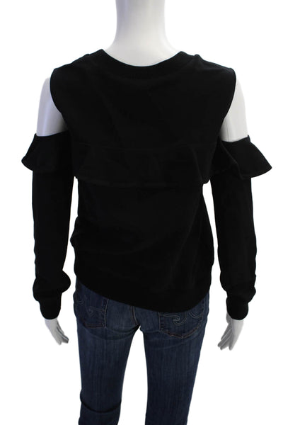 ALC Womens Crew Neck Cold Shoulder Long Sleeve Casual Top Black Size 4