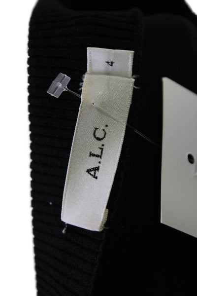 ALC Womens Crew Neck Cold Shoulder Long Sleeve Casual Top Black Size 4