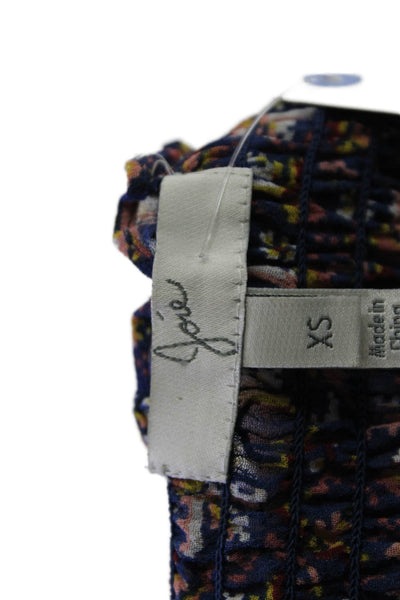 Joie Womens Silk Sheer Geometric Print Off The Shoulder Blouse Blue Size XS