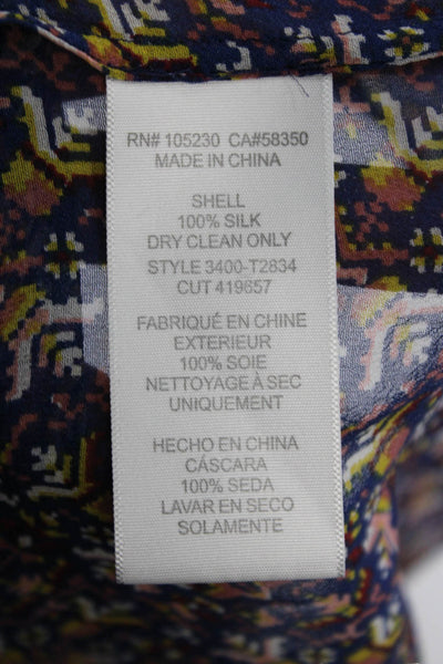Joie Womens Silk Sheer Geometric Print Off The Shoulder Blouse Blue Size XS