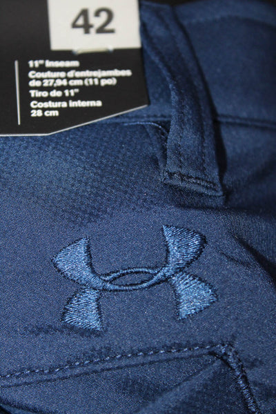Under Armour Mens Zipper Fly Lightweight Shorts Navy Blue Size 42