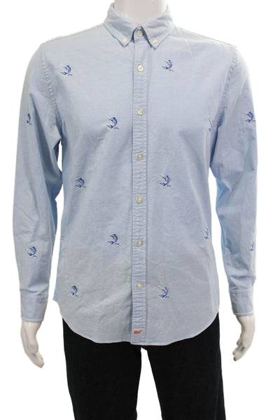 Vineyard Vines Mens Button Front Swordfish Collared Shirt Blue Size Medium