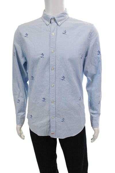 Vineyard Vines Mens Button Front Swordfish Collared Shirt Blue Size Medium